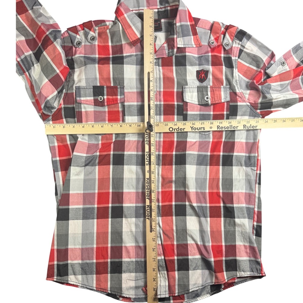 Red Ape Authentic Plaid‎ Shirt Mens XL Long Sleeve Button Up Casual Black White - Picture 3 of 5
